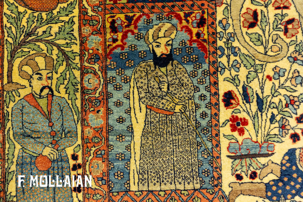 Persian Rare Figurative Saruk Farahan Antique Rug n°:15418948